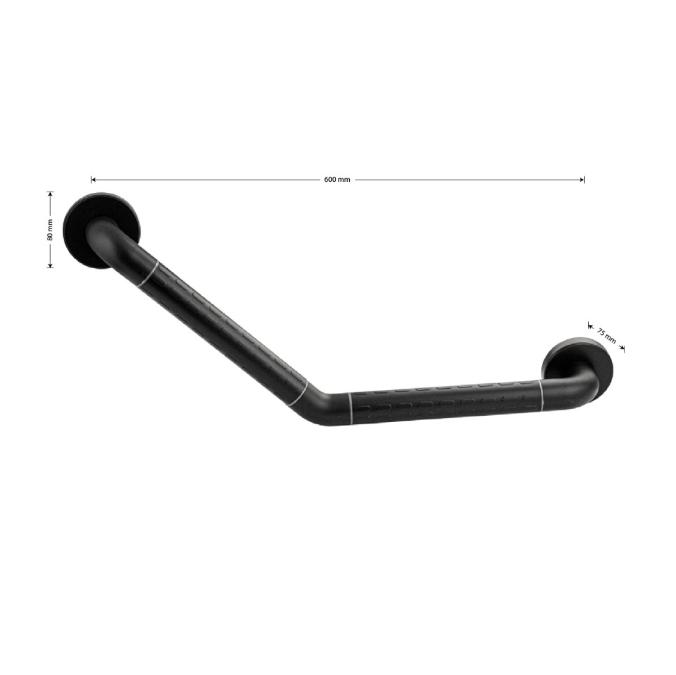 Поручень - ручка угловой, универсальный из нержавеющей стали с чёрным покрытием, Brimix 956
